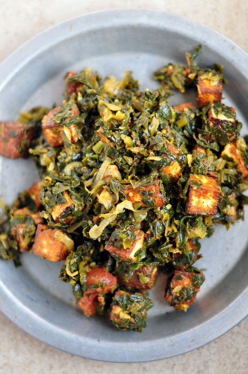 low-calorie Indian spinach paneer palak recipe picture