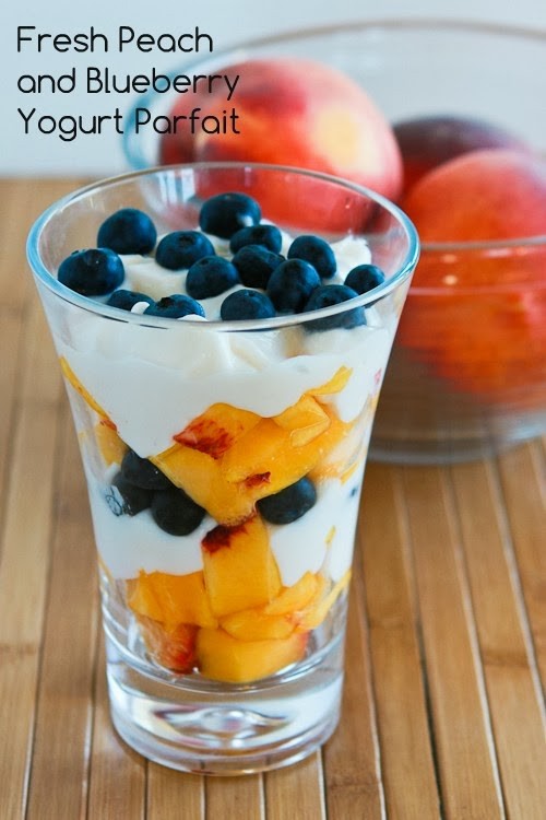Fresh Peach and Blueberry Yogurt Parfait recipe photo